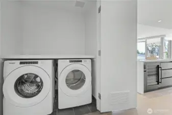 Side-by-side laundry with storage