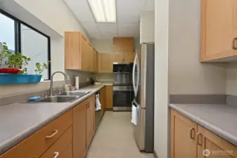 Kitchen is perfect for social events.