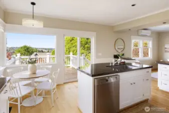 Kitchen looking out to back deck w/panoramic view