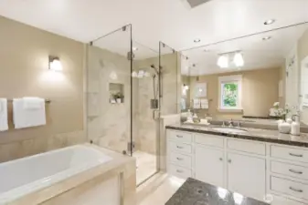 Primary Bath with Air Jacuzzi tub and heated floors
