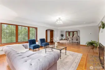 Original wood trimmed windows and stunning hardwood floors throughout home