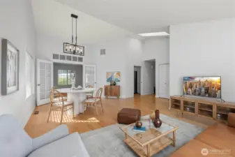 High vaulted ceiling in formal living dining areas...(virtual staging)