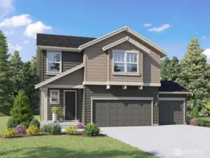 Cambridge Plan Marketing Rendering - Depictions of homes or other features are artist conceptions. Hardscape, landscape, and other items shown may be decorator suggestions that are not included in the purchase price and availability may vary. No view is promised. Views may also be altered by subsequent development, construction and tree growth and landscaping.