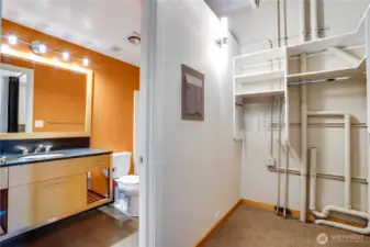 Take a closer look at the bathroom and generous built-in closet with integrated organization. Both offer smart, efficient storage.