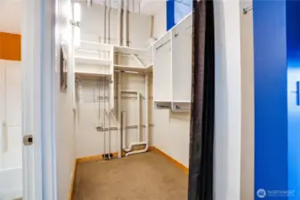 The built-in closet provides exceptional storage, with laundry hookups available for adding an in-unit washer and dryer. Community laundry is also available in the building.