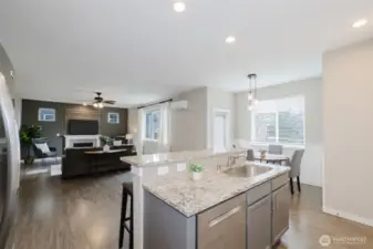 Open concept entertaining layout