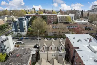 Ariel view of property from the west, looking east.