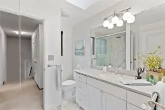 The main bathroom upstairs. Light and bright!