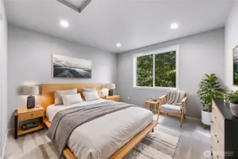 Virtually staged primary bedroom