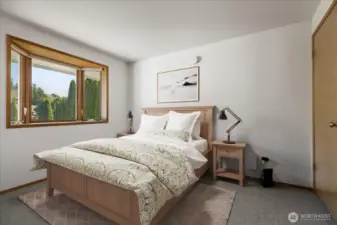 Main floor guest bedroom, virtually staged
