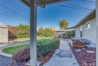 Beautifully landscaped, fenced back yard