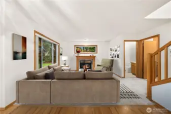 Virtually staged family room