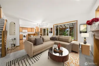 Virtually staged family room