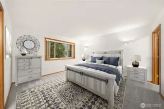 Primary bedroom virtually staged