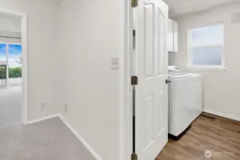 Laundry room off garage.