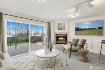 Family room virtually staged.