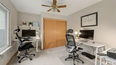 Main level den with plenty of room for two desks-- could be a 5th bedroom