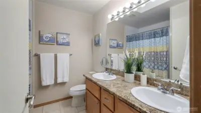 Light and bright upstairs hall bath services 3 secondary bedrooms