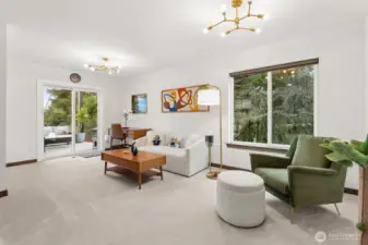 Comfortable and spacious lower-level family room.