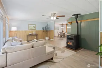 Enter to Family Room with super warming pellet stove~