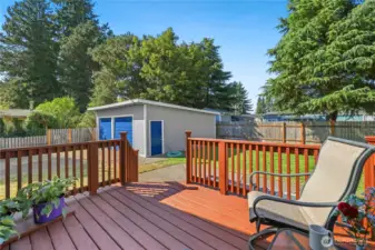 Spacious deck overlooking the backyard