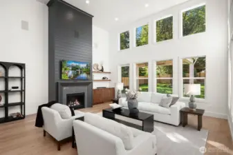 Vaulted great room that overlooks the private backyard