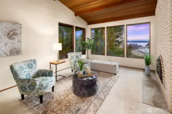 Notice the classic cedar finished ceiling