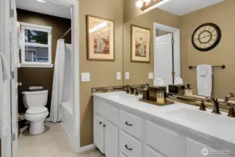 Full hall bathroom with shower and tub!