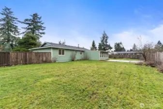 Fully fenced backyard.