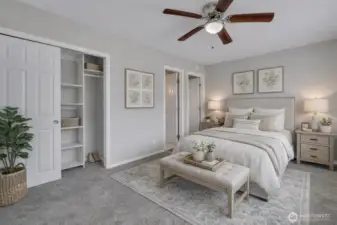A serene Primary bedroom with soft neutral tones creates a calm and inviting retreat.