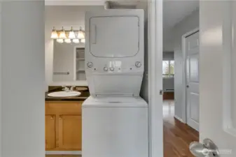 A stackable washer and dryer are included for your convenience.