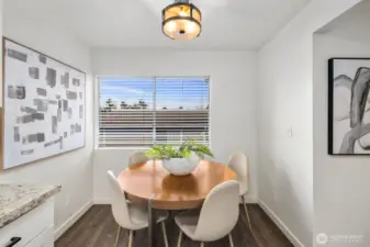 Naturally bright formal dining area.