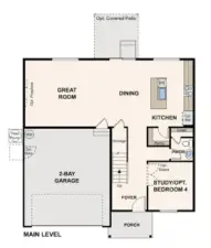 Disclaimer – Main Floor – Marketing rendering of floor plan, illustrative purposes only – may vary per location.