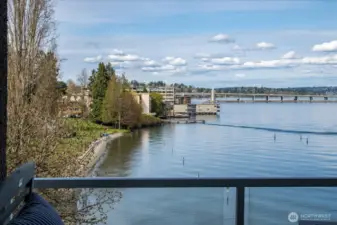 View of Madison Park Beach from the covered patio.