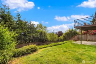 Fully fenced back yard.
