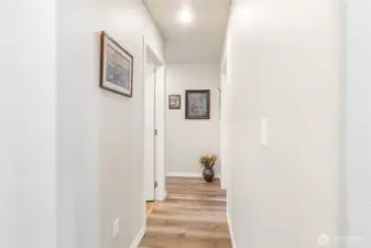 With the kitchen behind you, head down to the first bedroom on your left...being used as an office right now.