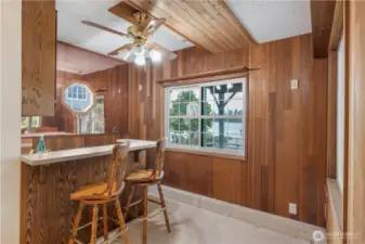 Wet bar downstairs provides great space for entertaining