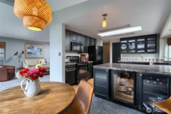 Dining area showing wine fridge