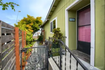 Front door, and gate to back