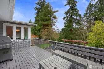 The place to be on summer evenings as the sun sets directly in front of you to the NW. A great space to relax or dine outdoors, and also includes a plumbed gas line for your grill.