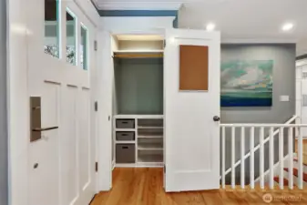Built-in storage in the entry closet too! It's the little details that make every day easier.
