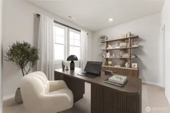 Main floor bedroom  / office. Photos are for representational purposes only. Colors and finishes may differ.