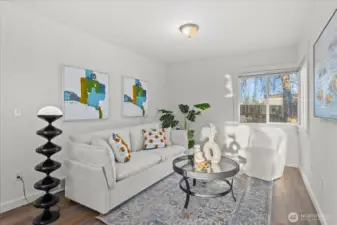 Natural light filled living room.