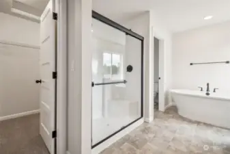 Primary walk-in closet and shower