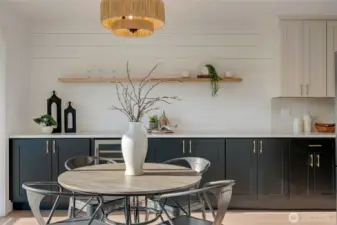 Gorgeous, bar, stunning materials, new throughout and waiting to for you to come check it out! This beautiful new dining space and expanded kitchen is stunning, complete with all appliances, quartz slab countertops, bedrosian tile backsplash, shiplap wall and floating shelves.