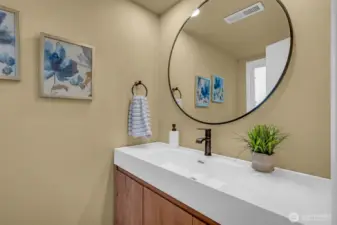Completely remodeled half bath on the lower level