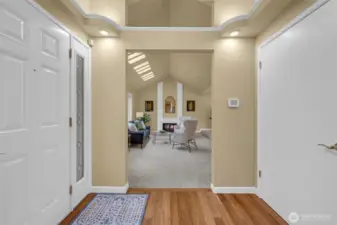 View from entry into the bright and open living room