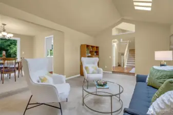 View from the living room with the dining room in the background