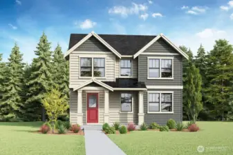 Welcome home to BRENTWOOD plan at Parkside at May Creek. Rendering is representational.