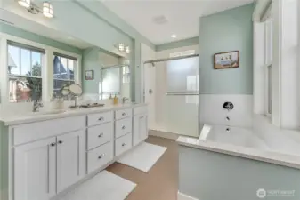 2nd Primary En suite bath, full tub shower and toilet closet